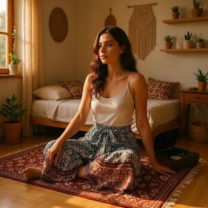 NWT Sim & Sam Bohemian Patterned Wide-Leg Pants NWT